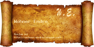 Wohner Endre névjegykártya